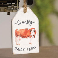 Country Dairy Farm Cow Wood Tag - The Fox Decor