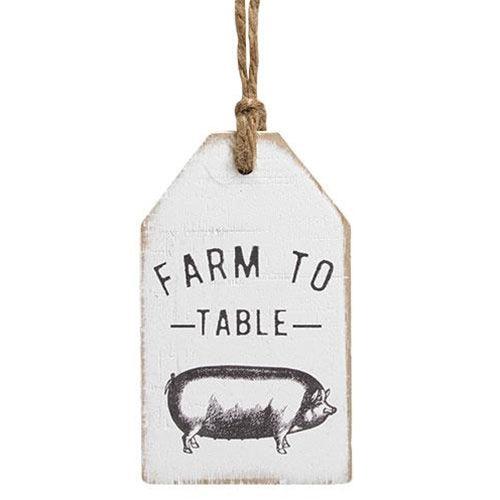Farm To Table Pig Wood Tag - The Fox Decor
