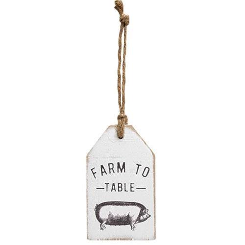 Farm To Table Pig Wood Tag - The Fox Decor