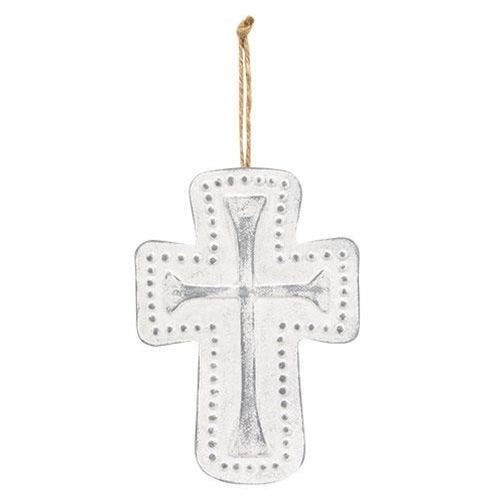 Distressed Metal Cross Dotted Ornament - The Fox Decor