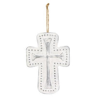 Distressed Metal Cross Dotted Ornament - The Fox Decor