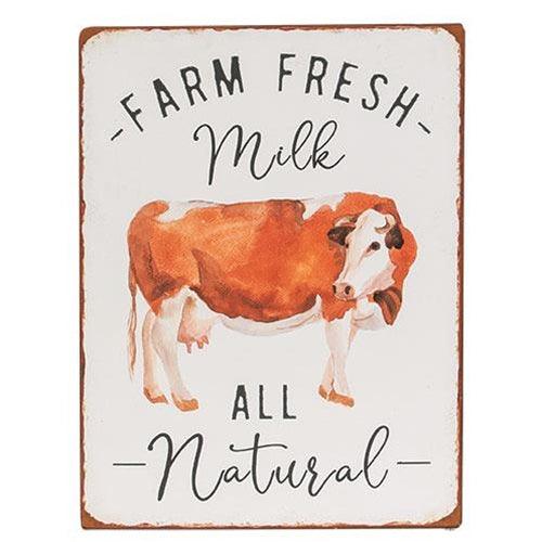 Farm Fresh Milk All Natural Distressed Metal Sign - The Fox Decor