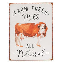 Farm Fresh Milk All Natural Distressed Metal Sign - The Fox Decor