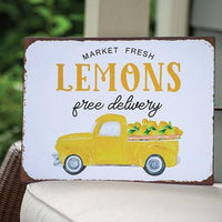 Market Fresh Lemons Truck Distressed Metal Sign - The Fox Decor