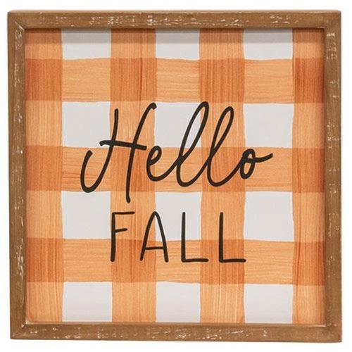 Fall Gingham Wood Sign 3 Asstd - The Fox Decor