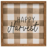 Fall Gingham Wood Sign 3 Asstd - The Fox Decor