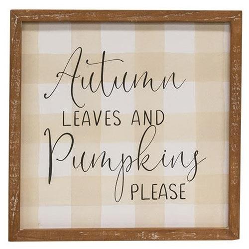 Fall Gingham Wood Sign 3 Asstd - The Fox Decor