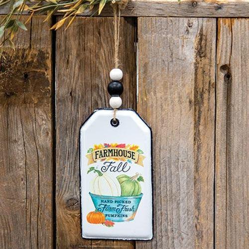 Farmhouse Fall Pumpkins Enamel Beaded Tag - The Fox Decor