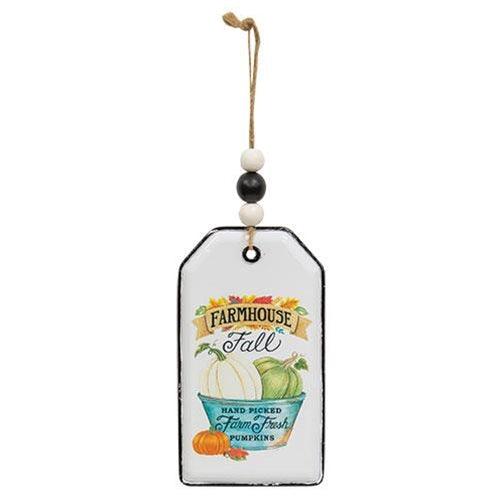 Farmhouse Fall Pumpkins Enamel Beaded Tag - The Fox Decor