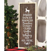 Dasher Dancer Prancer Bourbon Wood Sign - The Fox Decor
