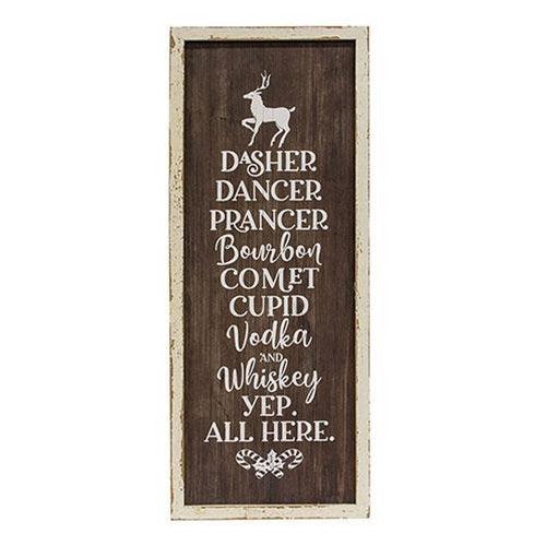 Dasher Dancer Prancer Bourbon Wood Sign - The Fox Decor