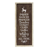 Dasher Dancer Prancer Bourbon Wood Sign - The Fox Decor