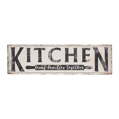 Kitchen Brings Family Together Distressed Metal Sign - The Fox Decor