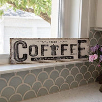 Coffee White Distressed Metal Sign - The Fox Decor