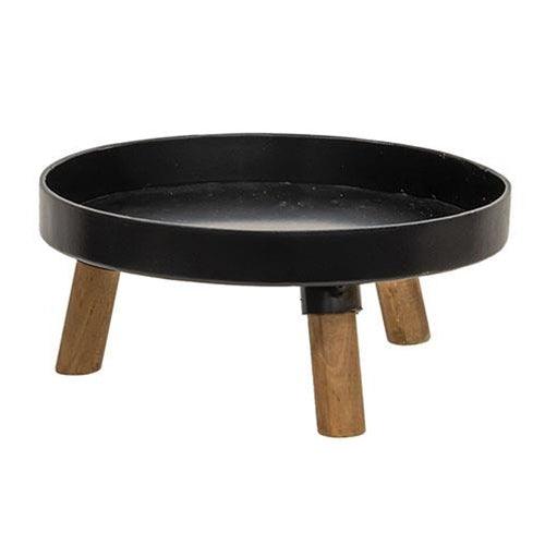 Black Metal & Wood Riser 6 Dia x 275H - The Fox Decor