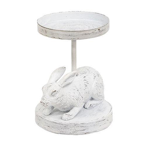 White Bunny Metal Pillar Candle Holder 475 - The Fox Decor