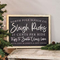 North Pole Sleigh Rides Wooden Sign - The Fox Decor