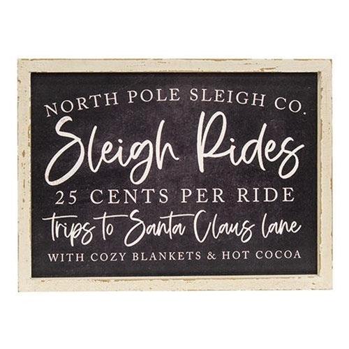 North Pole Sleigh Rides Wooden Sign - The Fox Decor