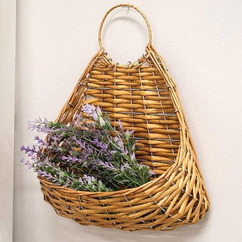 Tan Wicker Hanging Wall Planter - The Fox Decor