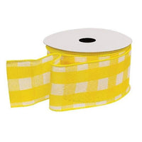 Yellow & White Buffalo Check Ribbon - The Fox Decor