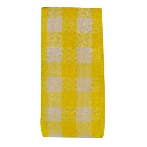 Yellow & White Buffalo Check Ribbon - The Fox Decor