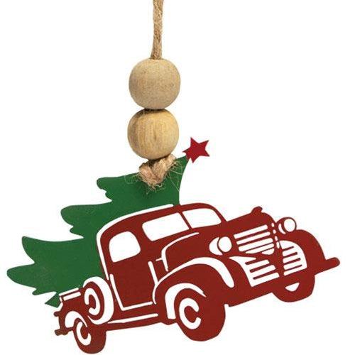 Cutout Metal Vintage Truck & Tree Ornament - The Fox Decor