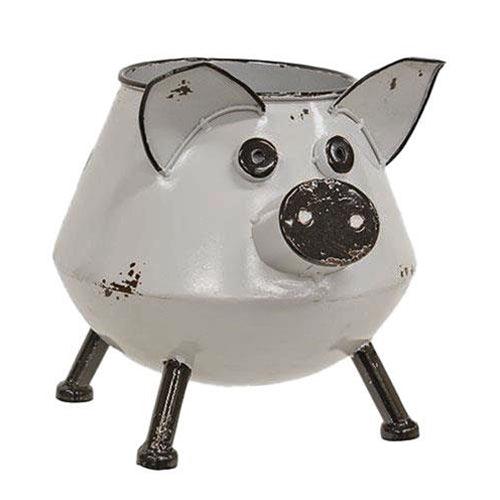Distressed Enamel Piggy Planter - The Fox Decor