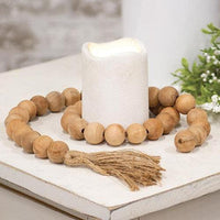 Natural Wood Bead Garland With Tassel 3ft - The Fox Decor