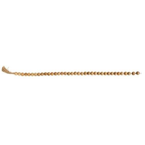 Natural Wood Bead Garland With Tassel 3ft - The Fox Decor