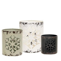 3 Set Distressed Metal Snowflake Buckets - The Fox Decor