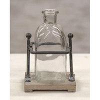 Wood and Iron Bottle Holder With 1 Bottle - The Fox Decor