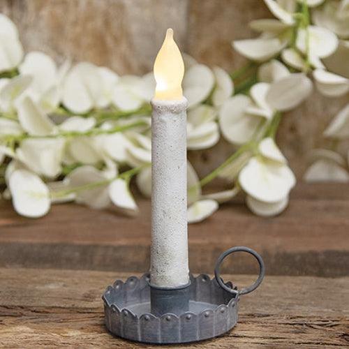 Antiqued Gray Scalloped Taper Holder - The Fox Decor