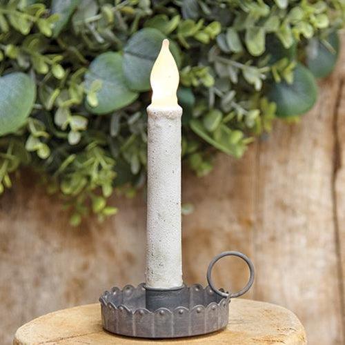 Antiqued Gray Scalloped Taper Holder - The Fox Decor