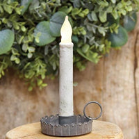 Antiqued Gray Scalloped Taper Holder - The Fox Decor