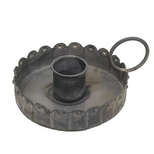 Antiqued Gray Scalloped Taper Holder - The Fox Decor