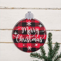 Merry Christmas Buffalo Check Ornament Metal Sign - The Fox Decor