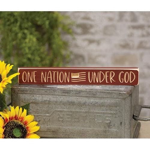 One Nation Under God w Flag Engraved Block 12 - The Fox Decor