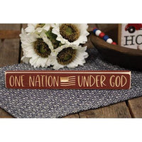 One Nation Under God w Flag Engraved Block 12 - The Fox Decor