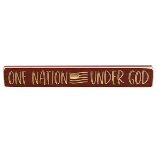 One Nation Under God w Flag Engraved Block 12 - The Fox Decor