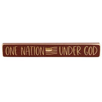 One Nation Under God w Flag Engraved Block 12 - The Fox Decor
