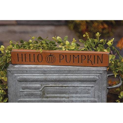 Hello Pumpkin Engraved Block 12 - The Fox Decor