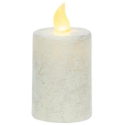 Rustic White Flame Timer Pillar 2x3 - The Fox Decor