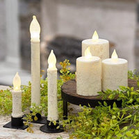 Rustic White Flame Timer Pillar 225 x 25 - The Fox Decor