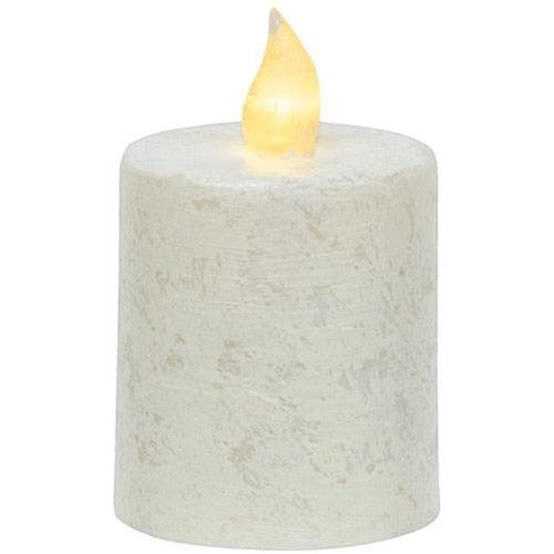Rustic White Flame Timer Pillar 225 x 25 - The Fox Decor