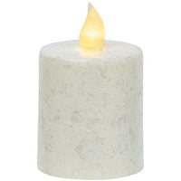 Rustic White Flame Timer Pillar 225 x 25 - The Fox Decor