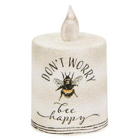 Don't Worry Bee Happy Flame Timer Pillar 225 x 25 - The Fox Decor