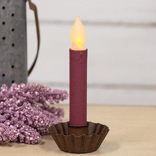 Textured LED Taper 6 Burgundy - The Fox Decor