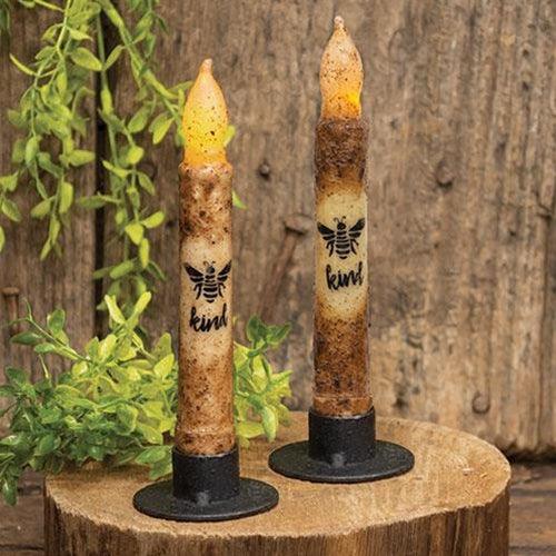Bee Kind Burnt Ivory Timer Taper 6 - The Fox Decor