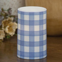 Blue Gingham Check Timer Pillar 3x5 - The Fox Decor
