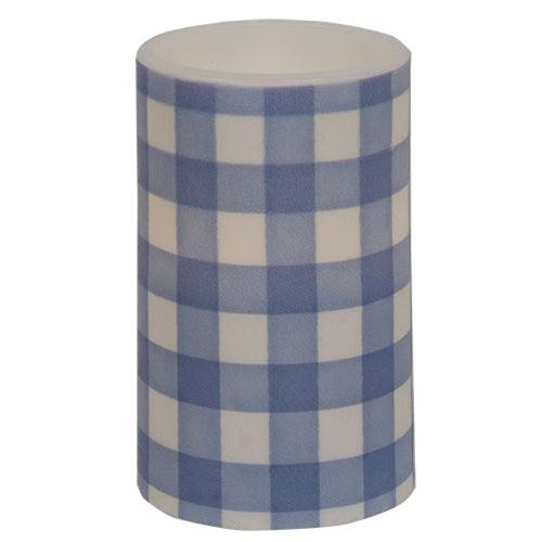 Blue Gingham Check Timer Pillar 3x5 - The Fox Decor